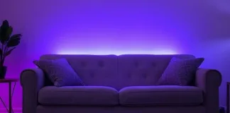 How LED Lights Can Enhance Your Home Decor Purple-LED-lights-behind-sofa