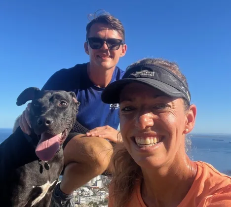Ryan and Maaike with a happy Murphy. Image source: supplied.