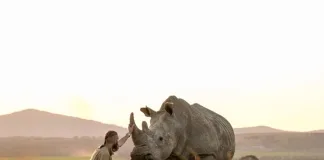 The Last Rhinos of Lombardini Game Farm One Man’s Mission to Keep Them Safe Justin Terblanche and Amanda (Image Credit: Adri Krige)