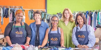 Tracey and Tracey with the women benefitting