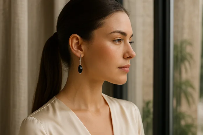 wearing-Black-Tourmaline-Leverback-Earrings-1-1 Empower Your Style With the Strength of Black Tourmaline Jewelry
