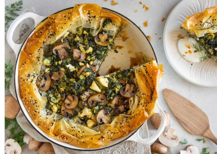 Mushroom-Spanakopita-Pie Mushroom Spanakopita Pie