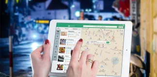 Woman using Google Maps