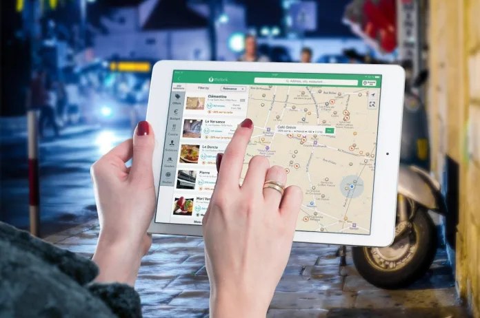 Woman using Google Maps