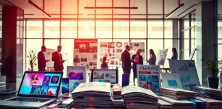 a group of people standing in front of a table with booksMaximize Your Marketing with Our Advertising Solutions