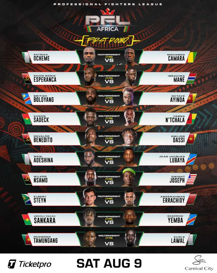 FULL FIGHT CARD REVEALED FOR PFL AFRICA
