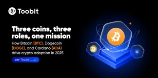 How Bitcoin (BTC), Dogecoin (DOGE), and Cardano (ADA) drive crypto adoption in 2025, per Toobit