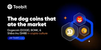 Dogecoin (DOGE), BONK, & Shiba Inu (SHIB) in crypto culture, per Toobit