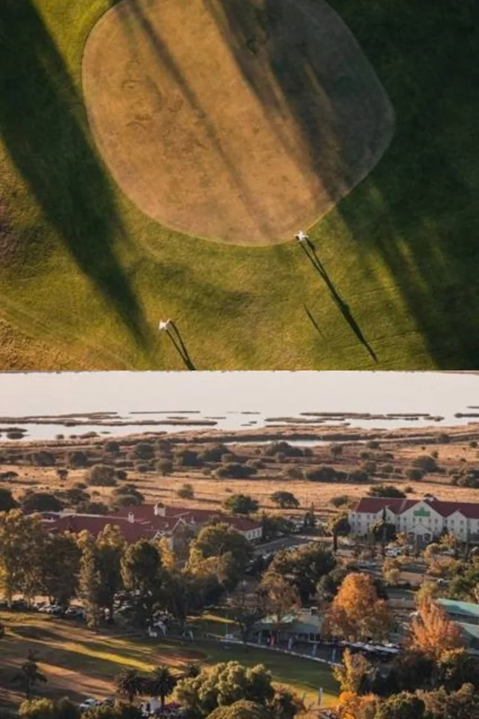 Aerial shots of the Kimberley Golf Club, with some Flamingo Casino peaking through (right)
