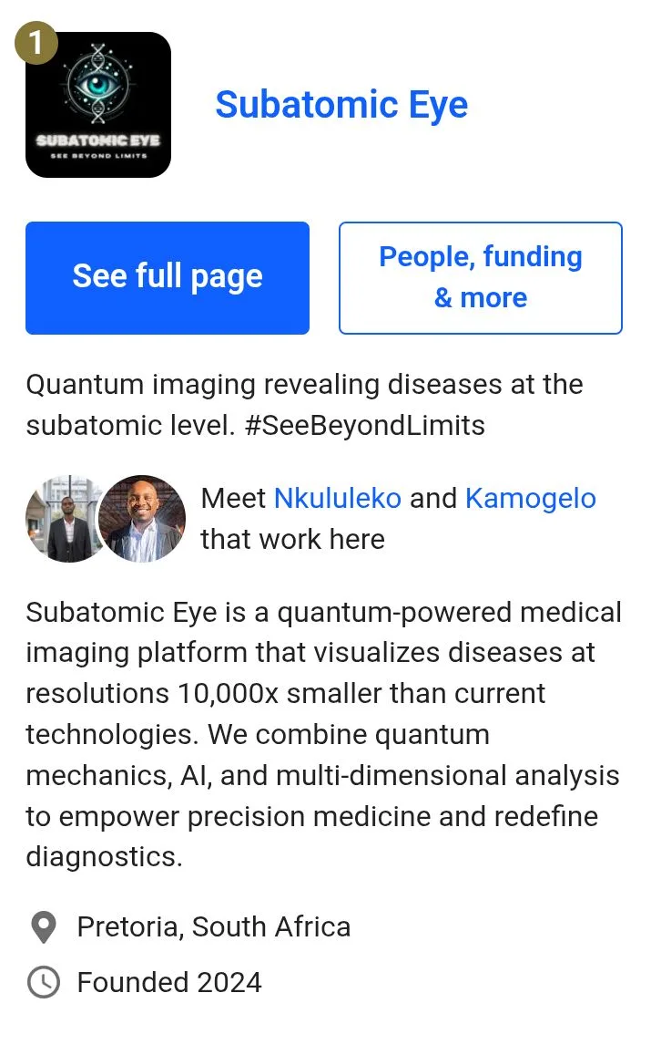 Nkululeko Mdluli Is Leading Africa's Quantum Biotech Revolution Through Subatomic Eye