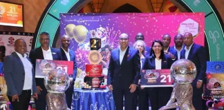 Sibaya Casino & Entertainment Kingdom comes of age Virath Gobrie, Sibaya’s General Manager pictured with the executive team at Sibaya Casino's 21st Birthday