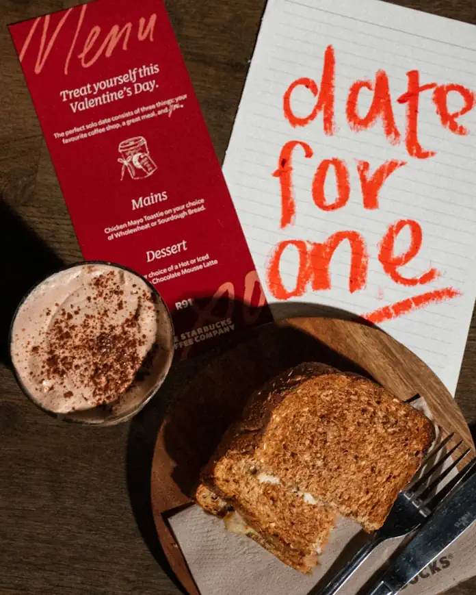 From Me, To Me. This Valentine’s Day, Starbucks is inviting you to take yourself on a date From Me, To Me. This Valentine’s Day, Starbucks is inviting you to take yourself on a date