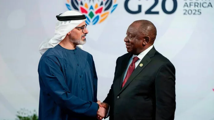 UAE_Minister_of_State_Saeed_Bin_Mubarak_Al_Hajeri_and_South_African_President_Cyril_Ramaphosa-1 UAE Minister of State Sheikh Shakhbout bin Nahyan Al Nahyan and South African president Cyril Ramaphosa