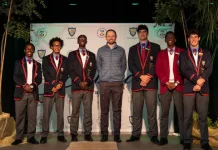 Embrace-speaker-Chris Harrisons with St Benedicts pupils