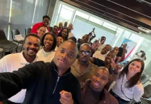 NPI establishes free boot camp for graduates, with 80 job opportunities – tackling high graduate unemployment with workplace readiness Selfie, gradutes on the programme with NPI CEO Israel Noko