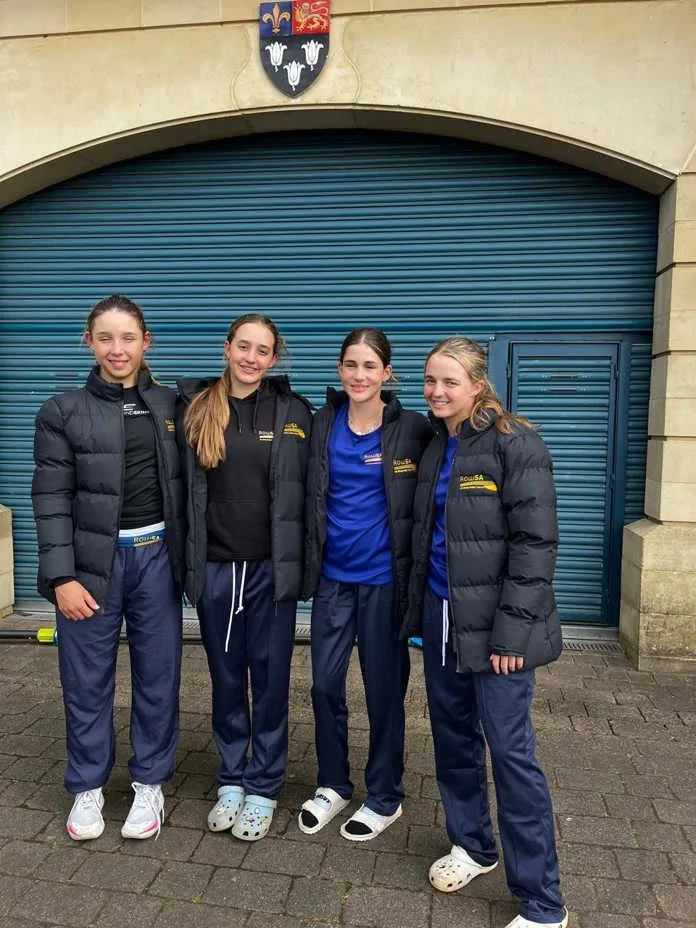 Holy Rosary rowing - from left - Kate Zillen, Cleo, De Keizer, Erin Beeming and Emilia Riccardi
