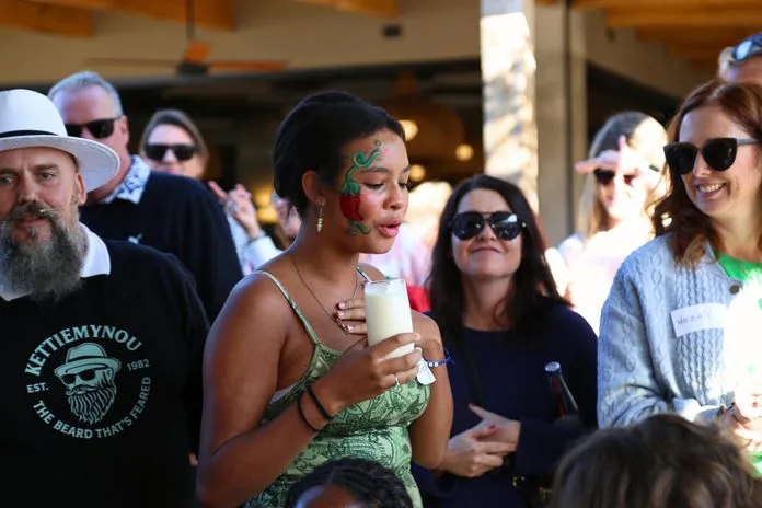 Young Chill Eating Competition competitor feeling the burn!
