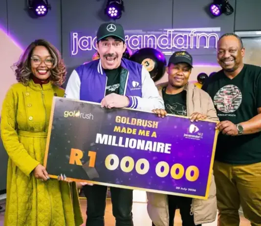 Jacaranda FM’s Newest Millionaire Shares R100,000 of Her Prize in Feel-Good Goldrush Finale Jacaranda FM and Goldrush's Make Me A Millionaire campaign. Image supplied by PR company for Jacaranda FM