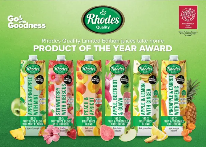 Consumers Vote Rhodes Quality Limited Edition Juices Best New Fruit Juice in 2026 Product of the Year Awards Consumers Vote Rhodes Quality Limited Edition Juices Best New Fruit Juice in 2026 Product of the Year Awards