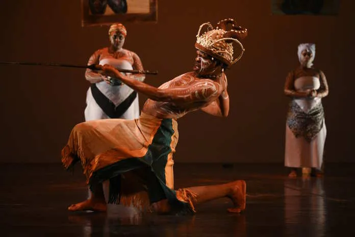 Thembani Ngxelo for What Happened to the People of Bantu? at JOMBA! LIVE OPEN HORIZONS. The jury gave a special mention to choreographer Thembani Ngxelo for What Happened to the People of Bantu?, which they described as an evocative and visceral conjuring of cultural memory, drawing on Ngxelo's Xhosa heritage and combining strong visual, live vocal and digital elements. Photo by Val Adamson.