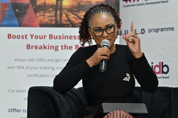 Tshidi Mndzebele, Founder and CEO of Avenir Holdings. Image supplied by PR company for Construction Industry Development Board (cidb).