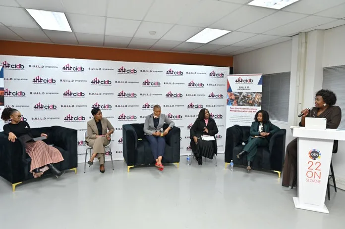 Women leaders driving the conversation on turning participation into meaningful performance and opportunity in South Africa’s construction sector. Image supplied by PR company for Construction Industry Development Board (cidb).